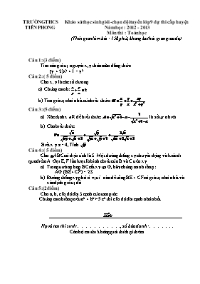 Khảo sát học sinh giỏi - Chọn đội tuyển lớp 9 dự thi cấp huyện Môn thi Toán học